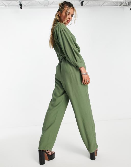 Topshop khaki store boiler suit