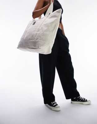 premium canvas unisex oversized tote in cream-Neutral