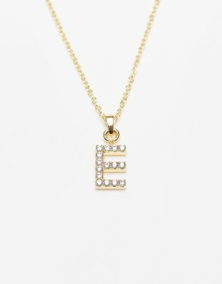 Topshop premium chain and diamante E initial charm