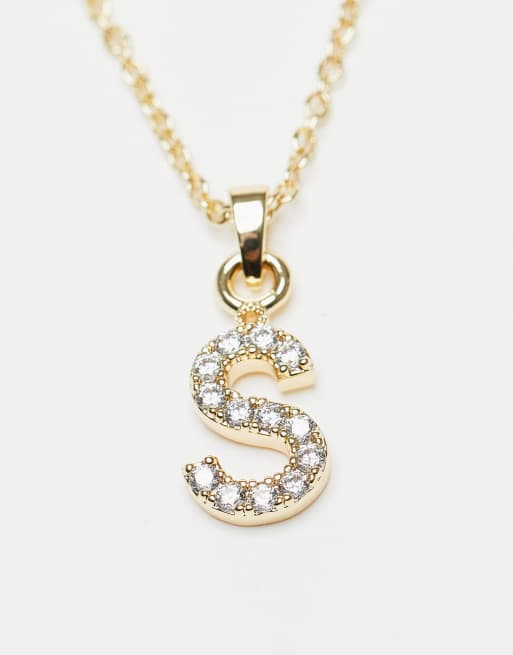 Topshop premium chain and rhinestone S initial charm