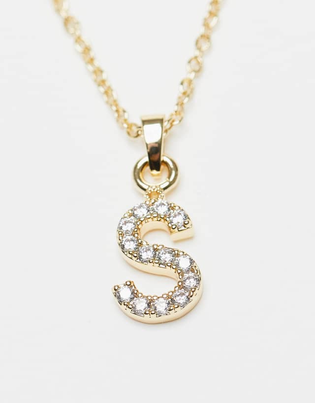 Topshop premium chain and rhinestone S initial charm