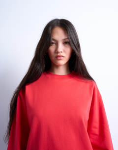 Premium clean long sleeve skater tee in red
