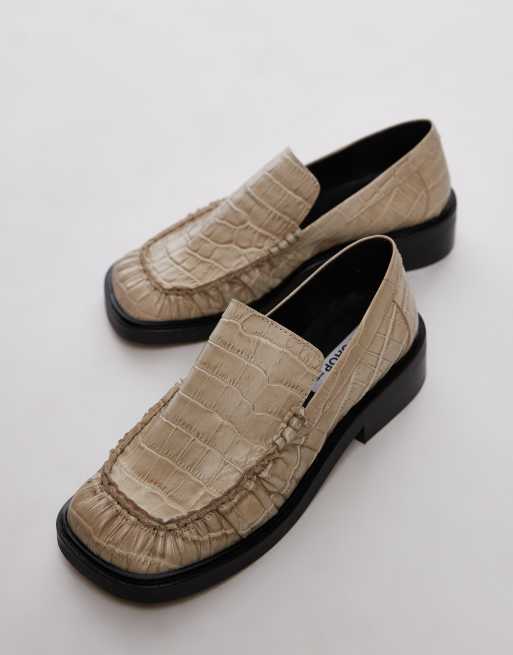 Topshop - Premium - Clover - Offwhite loafers i læder med rynkedetalje
