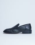 [Topshop] Topshop Premium Clover real leather loafers with ruched detail in black 37 BLACK