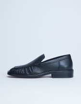 Topshop Premium Clover real leather loafers with ruched detail in black