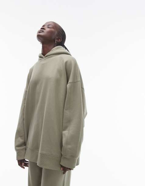 Topshop premium co ord oversized hoodie in khaki - view 1