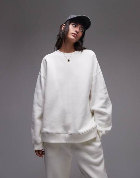 Topshop premium co ord seam detail sweat in ecru - IVORY - view 1