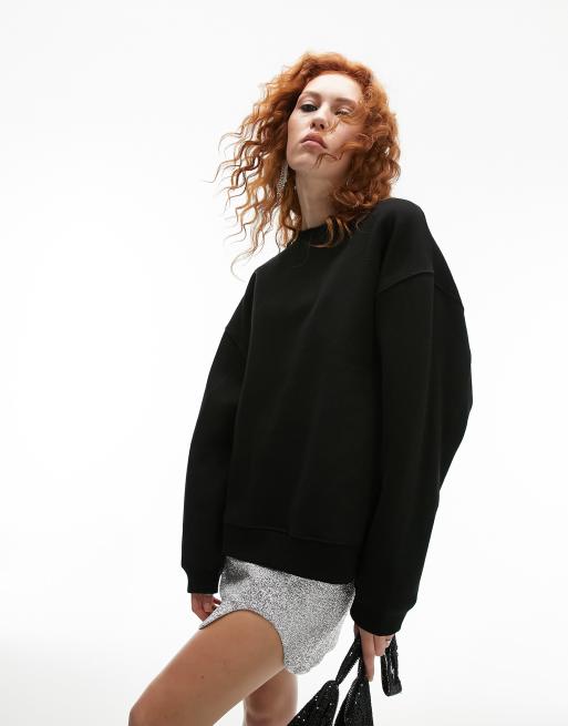 Topshop black sweatshirt sales