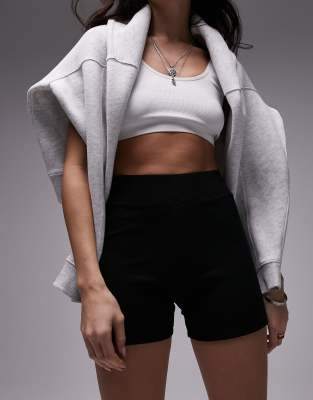 Topshop premium cropped length legging short in black - ASOS Price Checker