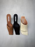 [Topshop] Topshop Premium Dante real suede square toe heeled mules in black 39 BLACK