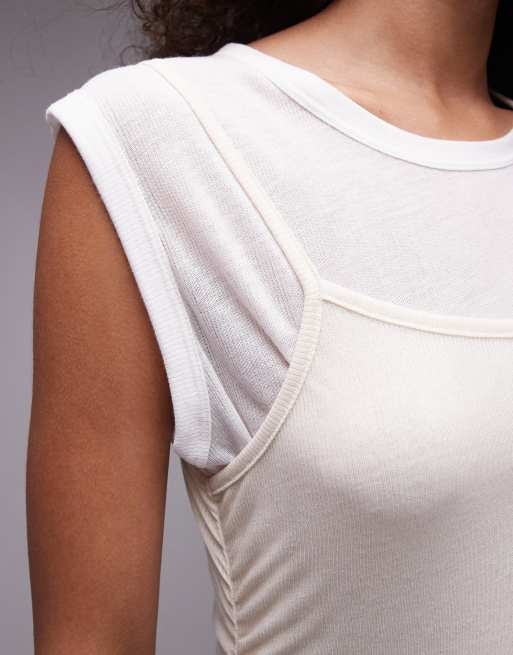 Topshop Premium - Débardeur basique double épaisseur transparent - Neutre, 2 de 4