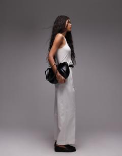 Model wearing Premium double pleat straight leg tailored trouser in white