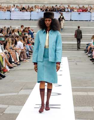 Topshop - Premium - Echtlederjacke in Türkis-Blau