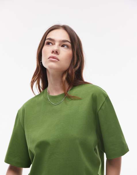 Topshop - Premium - Eenvoudig T-shirt met korte mouwen in olijfgroen - view 1