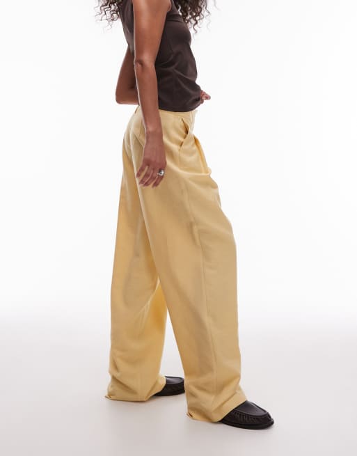Topshop – Premium – Elegante Hose aus Cupro in Buttermilchgelb mit weitem Bein, 4 von 5