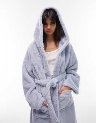 grey fluffy dressing gown topshop