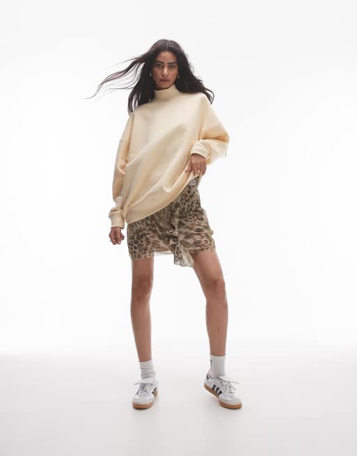 Topshop premium funnel neck sweat in buttermilk, 4 of 4