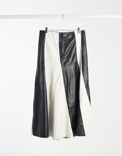 Decoderen lip Subtropisch Topshop - Premium - Geplooide leren rok in zwart-witte print | ASOS