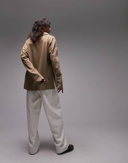 Topshop - Premium - Gråbrun oversized basis-polotop med lange ærmer, 2 af 4