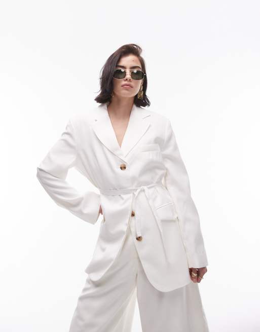 Topshop – Premium – Gräddvit slouchy kavaj