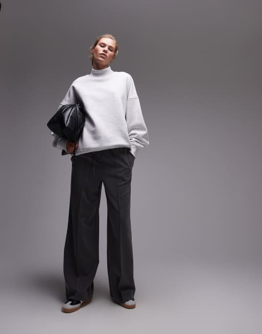 Topshop – Premium – Gråmelerad sweatshirt med ståkrage, 4 av 4