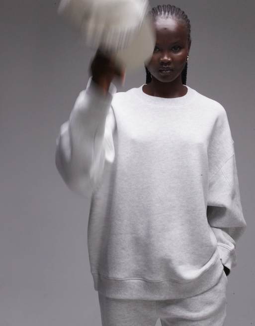 Topshop - Premium - Gråmeleret sweatshirt med sømdetaljer