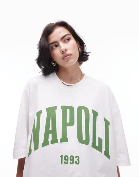 Topshop premium graphic Napoli 1993 super oversized tee in white - view 1