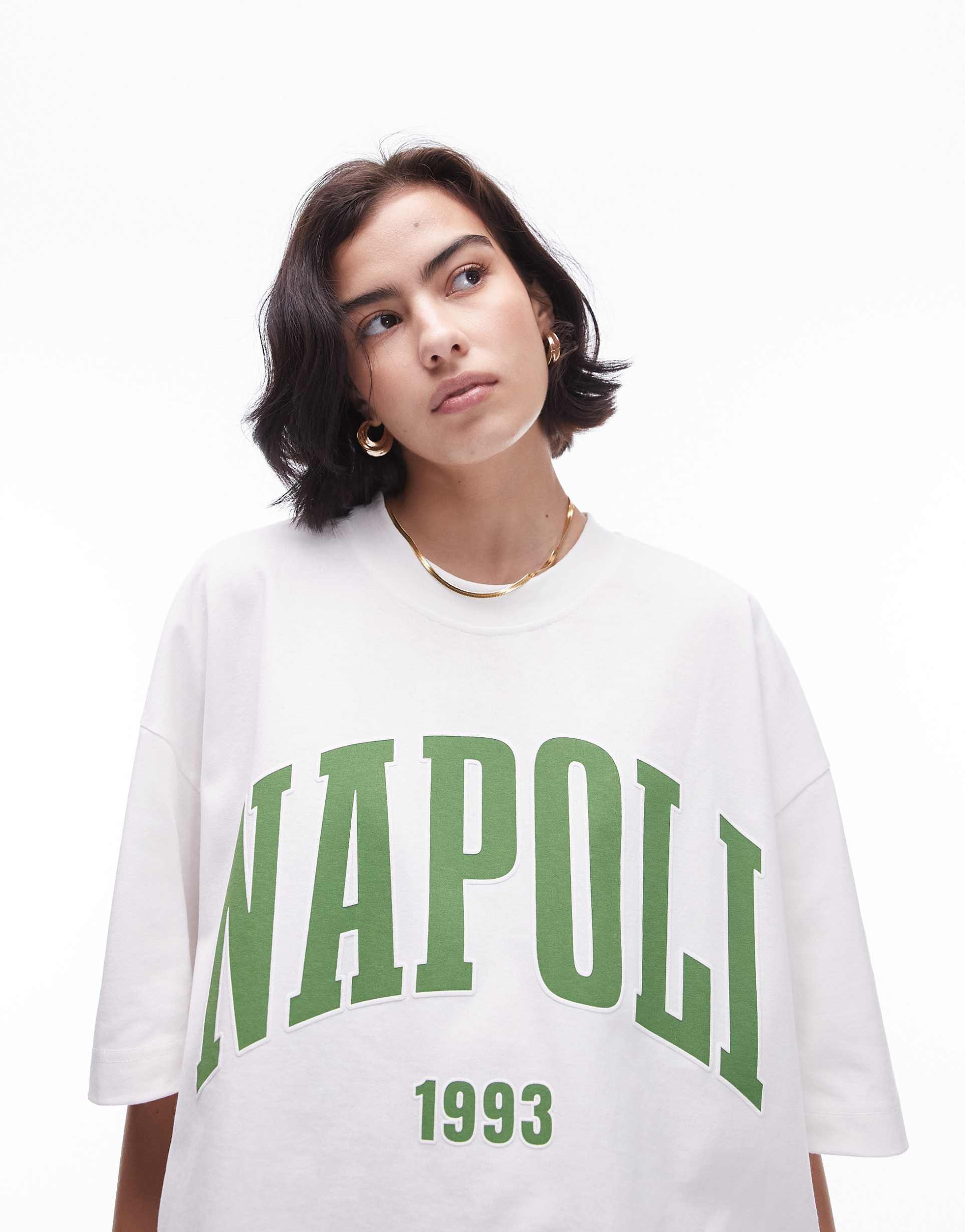 topshop premium graphic napoli 1993 super oversized tee in white