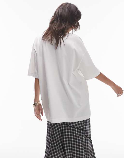 Topshop premium graphic Sicilia super oversized tee in white, 2 of 4