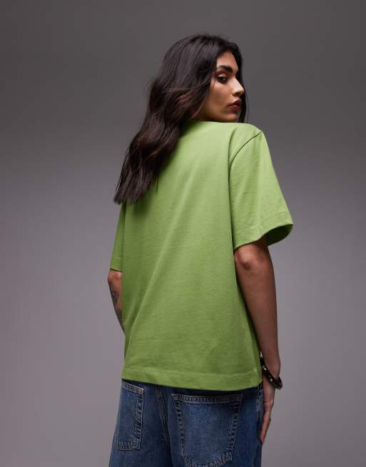 Topshop – Premium – Grön, enkel T-shirt med korta ärmar, 4 av 4