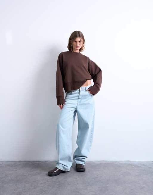 Topshop – Premium – Gruba czekoladowobrązowa bluza dresowa oversize, 2 z 4