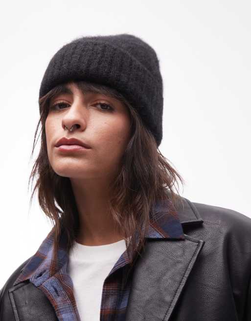 Topshop Premium – Harvey – Czarna czapka beanie z domieszką wełny alpaki