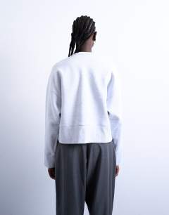 Model wearing Premium heavyweight oversized sweat in ash grey