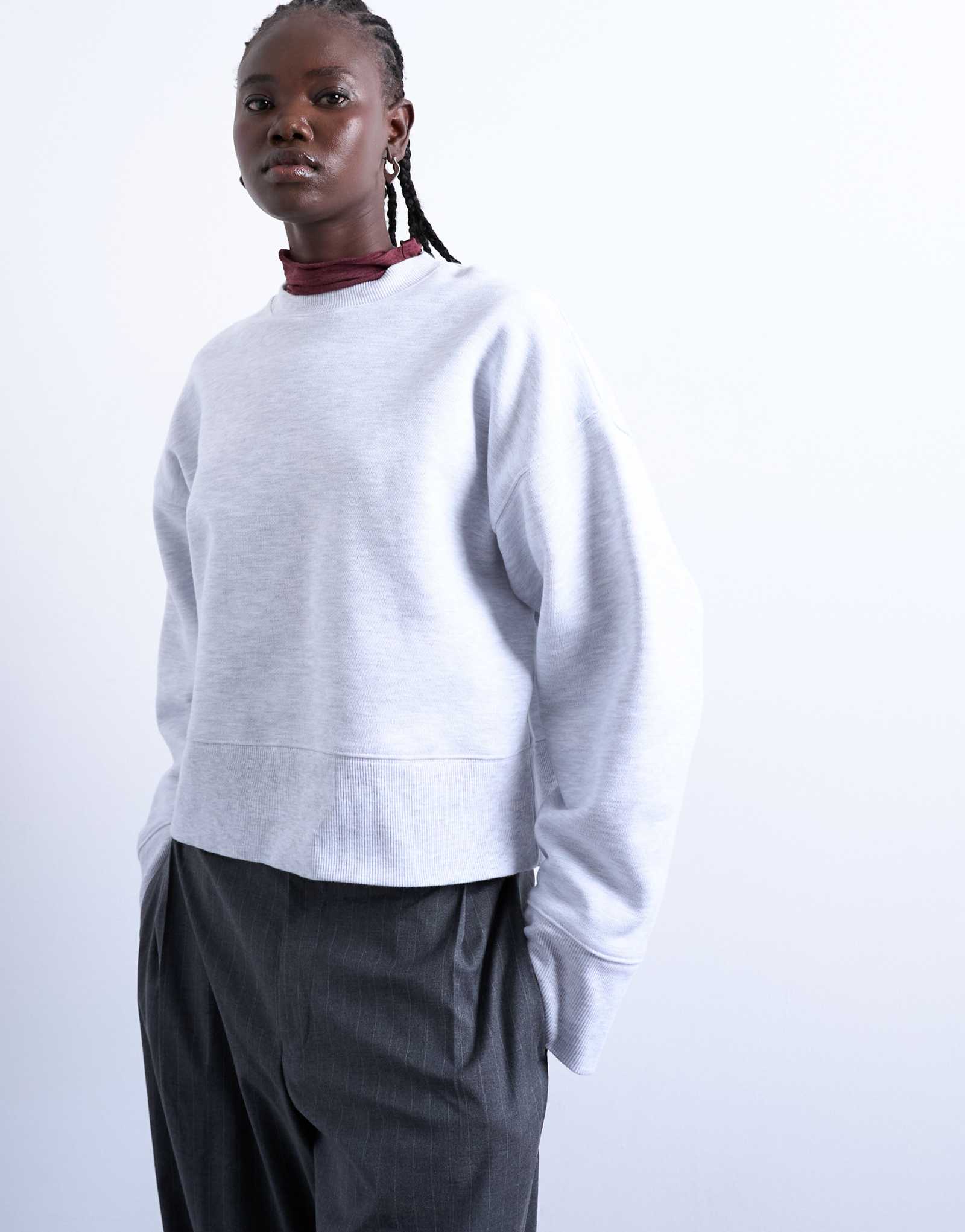 Толстовка оверсайз премиум-класса Topshop в тяжелом весе пепельно-серого цвета