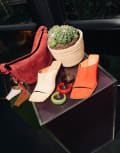 [Topshop] Topshop Premium Ilya real suede open square toe mules in red 39 RED