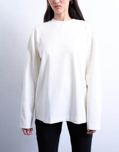 Premium interlock long sleeve skater tee in white