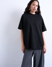 Topshop premium interlock oversized tee in black