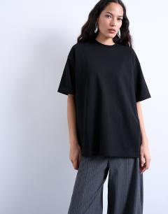 Premium interlock oversized tee in black