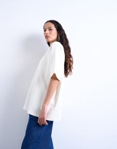 Premium interlock oversized tee in ecru