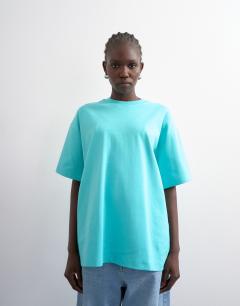 Premium interlock oversized tee in light blue