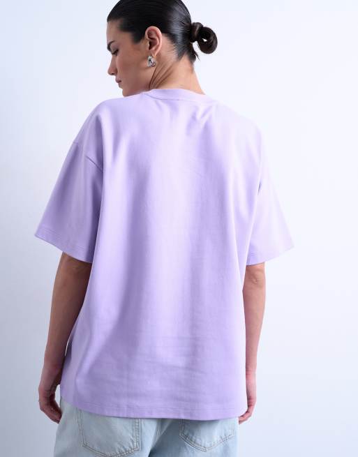 Topshop premium interlock oversized tee in lilac, 2 of 4
