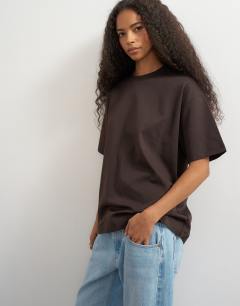 Premium interlock t-shirt in chocolate | Topshop