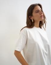 Topshop premium interlock t-shirt in cream