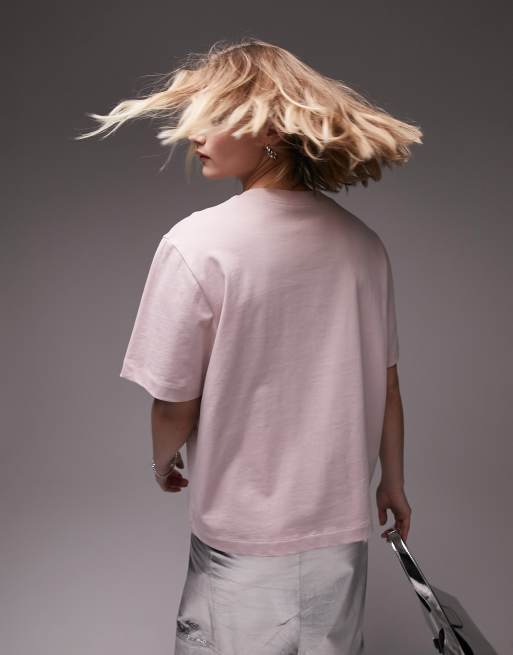 Topshop Premium – Jasnoróżowy T-shirt basic z krótkimi rękawami, 2 z 4
