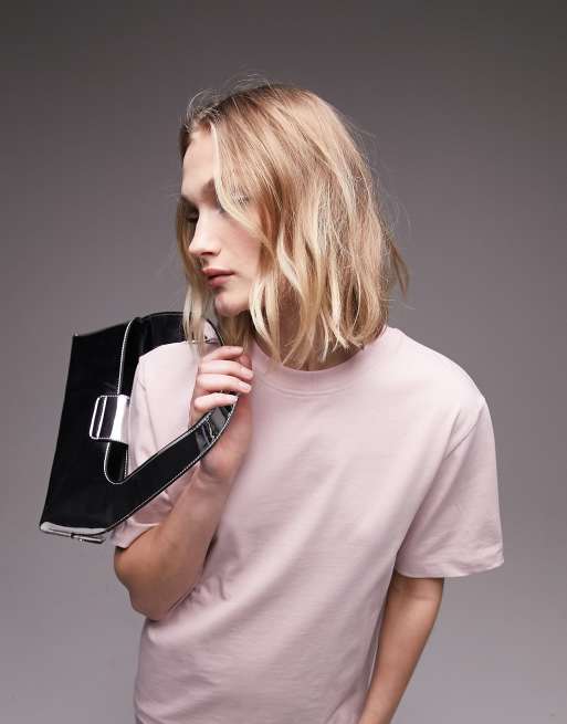 Topshop Premium – Jasnoróżowy T-shirt basic z krótkimi rękawami, 4 z 4