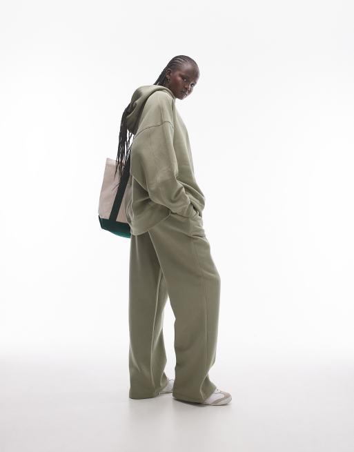 Topshop – Premium – Kakifärgad hoodie i oversize, del av set, 3 av 4