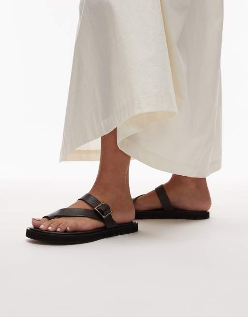 Topshop - Premium Kimberley - Sandali bassi neri in pelle