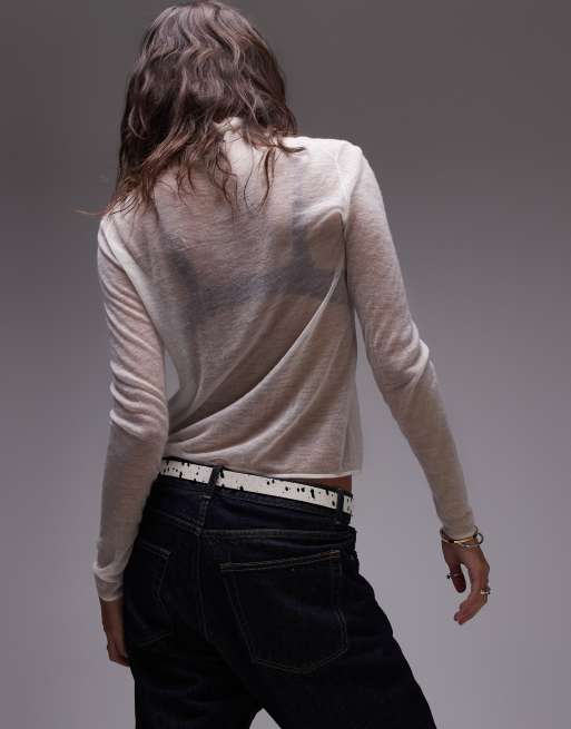 トップス SILK CASHMERE SHEER SHIRT CARDIGAN(3) トップス SILK