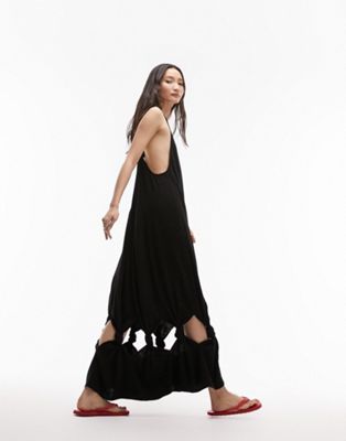 Topshop premium knot dress maxi dress in black - ASOS Price Checker