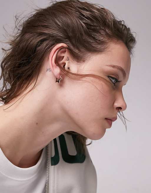 Topshop Premium – Kolczyki-koła w złotym kolorze z gwiazdkami z kryształkami